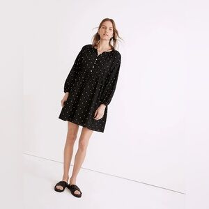 J Crew Item NE752
Button-Front Tie-Waist Mini Dress in Square Spot